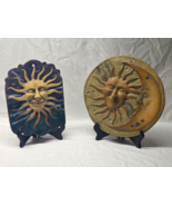 Sun Moon Stars Face Clay Terracotta Wall Plaque Anthropomorphic - Signed... - $44.98
