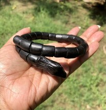 Ebony Wood Cobra Snake Bangle Bracelet, Statement Jewelry, Handmade 66mm Dia - £42.75 GBP