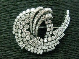 5Ct Round &amp; Baguette Simulated Diamond Brooch Pin 14k White Gold Plated - £94.68 GBP