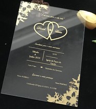 Free Design 10pcs Acrylic Laser Cut Wedding Invitations,Clear Acrylic In... - £25.57 GBP
