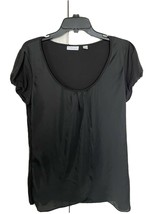 NEW YORK &amp; COMPANY Womens Size Large Short Sleeve Black Scoop Neck Shirt - £5.59 GBP