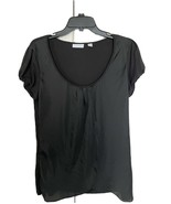 NEW YORK & COMPANY Womens Size Large Short Sleeve Black Scoop Neck Shirt - £5.50 GBP