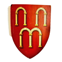Arches Shield Sign Heraldic Crest Wooden Plaque Art Wall Hanging - £85.95 GBP