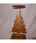 Tree Evergreen Metal Candle Holder Christmas Rustic Copper Tone 10&quot; Prim... - £15.85 GBP