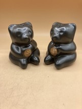 Pigeon River Pottery Black Bear Salt &amp; Pepper Shakers Signed T Bullen 2013 - £17.08 GBP