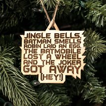 Ornament - Jingle Bells Bat man Smells - Raw Wood 3x3in - £11.55 GBP