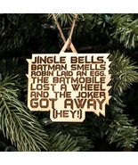 Ornament - Jingle Bells Bat man Smells - Raw Wood 3x3in - £11.74 GBP