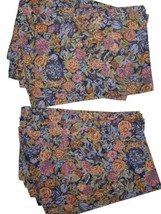 Set 10 Floral Tapestry Placemats Multicolor Fabric 19x12&quot; Blue Purple Pink Green - £34.40 GBP