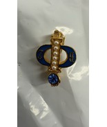 Vintage Beta Sigma Phi Sorority Lapel Pin Blue Enamel Seed Pearls &amp; Blue... - $34.08 CAD