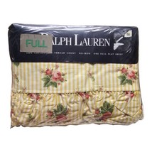 Vtg Ralph Lauren Brooke Sophie Floral Stripe Full Size Ruffled Flat Sheet - $68.30