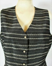 Kasper womens 12 gray black white RAYON blend button up LINED vest jacke... - $15.39