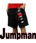 MEN&#39;S AIR JORDAN JUMPMAN CLASSICS FLEECE BASKETBALL SHORTS HBR BLACK RED... - £27.64 GBP+
