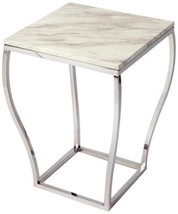 Side Table Modern Contemporary Square Top Glossy White Natural Distressed Gloss - £509.29 GBP