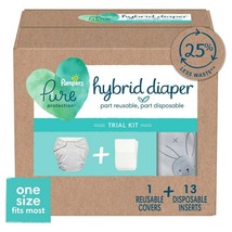 Pampers Pure Kits - Reusable Cloth Diaper Covers + Disposable Inserts - 13ct - £18.11 GBP