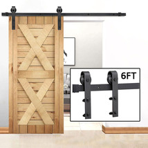 6Ft Sliding Barn Door Hardware Kit Modern Closet Hang Style Garage Track... - £54.17 GBP