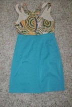 Womens Dress Jr Girls P Luca Milano Teal &amp; Beige Sleeveless Straight Zip... - $23.76