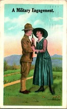 Vtg Postcard 1918 WWI Soldier Romance &quot;A Military Engagement&quot; - £5.02 GBP