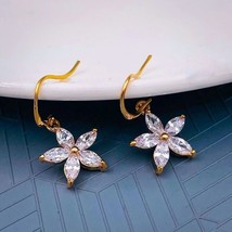 2Ct Marquise Lab-Created Diamond Flower Dangle Earrings 14k Yellow Gold Plated - £109.61 GBP