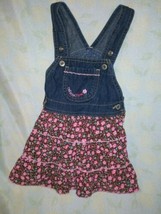 Oshkosh BGosh Bib Overall Jumper Dress Sz 24 Months  Floral Corduroy Pat... - £31.13 GBP