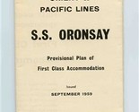 Orient &amp; Pacific Lines S S Oronsay Deck Plan of First Class Accommodatio... - $47.52