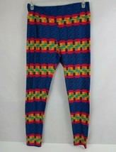 New LuLaRoe Tall &amp; Curvy Leggings Blue With Brightly Colored Aztec Designs - $15.83