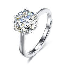 Real 3 Carats Adjustable Moissanite Rings Women 100% 925 Sterling Silver 6 Prong - £92.66 GBP