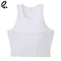 High elasticity umbilical sexy sleeveless short threaded tight-fitting vest - $18.99