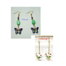 Butterfly Dangle Earring Red White Green Blue - £7.13 GBP