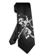 Arthur Lee Love necktie black satin silk hand-painted tie - $28.00