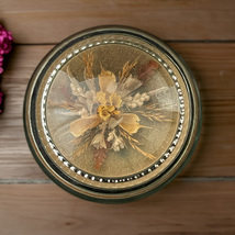 Vintage Glass Dome Paperweight with Flowers - $20.00
