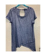 Sonoma Women&#39;s Blue Size Medium T-shirt Cutout Back Shark Bite Raw Hem - $14.00