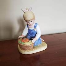 Vintage Girl Figurine, 1980s Porcelain Homco Denim Days children figurines - £11.75 GBP