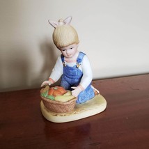 Vintage Girl Figurine, 1980s Porcelain Homco Denim Days children figurines - £11.93 GBP