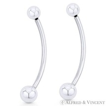 2&quot; Curved Barbell Drop Earrings w/ 6mm &amp; 8mm Ball Beads in .925 Sterling... - $655.55 MXN