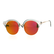 Damen Modische Sonnenbrille Runde Akzent Top Spiegel Linse - £9.38 GBP