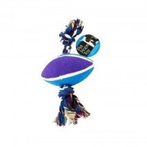 Pet Dog Football Knotted Rope Fetch and Chew Toy Sturdy Blue, Purple &amp; W... - £12.19 GBP