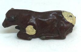 Vintage Jonh Hill &amp; Co Painted Lead Cow, Brown with White Spots, Lying Down - $7.59