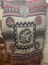 Rare Bob Timberlake Cigar Store Indian Fringe Tapestry Throw Blanket Made USA - £67.93 GBP
