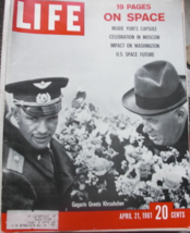 Life Magazine, April 21, 1961. Yuri Gagarin and Nikita Krushchev. Condit... - £27.97 GBP