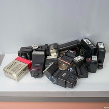 Lot of 12 Camera Flash Lot for Parts or Repair Canon Nikon Metz Vivitar ... - $123.74