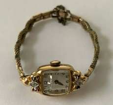 Vintage Hamilton 17 Jewels #911 Watch Co 14k Gold &amp; Diamond Ladies Wrist Watch - £193.91 GBP