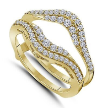 Womens Enhancer Wrap Wedding Ring Round Shape Diamond 14K Yellow Gold Finish - £98.94 GBP