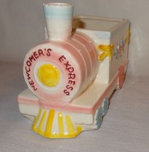 Vintage Train Planter Newcomer&#39;s Express Ceramic Baby Unisex Nursery Pink Blue - £24.00 GBP