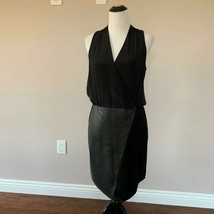 NWOT TIBI Black Silk and Leather Jersey Combo Halter Dress SZ 8 - $148.50