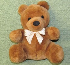 Vintage Cuddle Wit Teddy Bear 10&quot; Sitting Brown Cub Plush Stuffed Animal w/BOW - £12.38 GBP