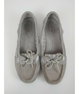 Sperry Top-Sider Womens Gray &amp; Silver Leather &amp; Mesh 2 Eye Slip-On Shoe ... - $24.74