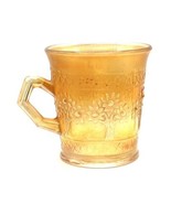 Vintage Carnival Glass Cup Iridescent Marigold Apple Flower Tree Pattern - $67.22 CAD