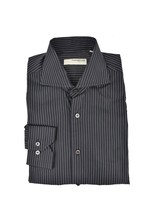 POGGIANTI Mens Shirt Striped Regular Black Size XS 1958 - £36.25 GBP