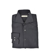 POGGIANTI Mens Shirt Striped Regular Black Size XS 1958 - £36.46 GBP