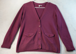 Halogen Cardigan Sweater Womens Petite Medium Maroon Long Sleeve Button ... - £15.80 GBP